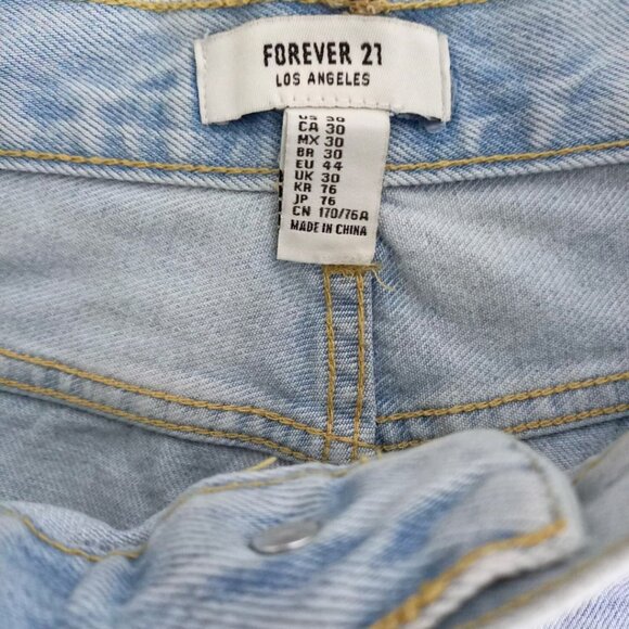 Forever 21 Light Wash Denim Shorts - Women’s Casual Cutoff High-Waisted Shorts, - Picture 8 of 11
